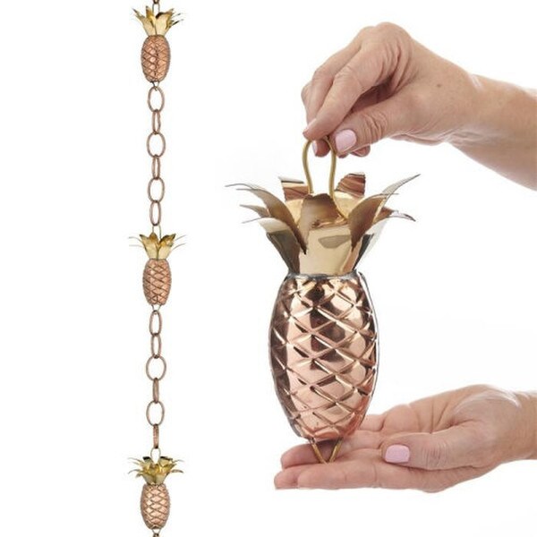 Pineapple Rain Chain Copper Downspout Welcome Symbol For Gutters